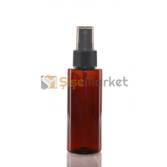 100 ML Amber Silindir Pet Şişe Siyah Spreyli