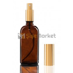 100 ML Amber Cam Şişe Gold Metal Spreyli