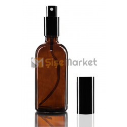 100 ML Amber Cam Şişe Siyah Metal Spreyli