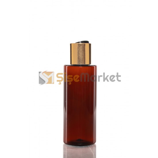 100 ML Amber Silindir Şişe Gold Disctop Kapaklı