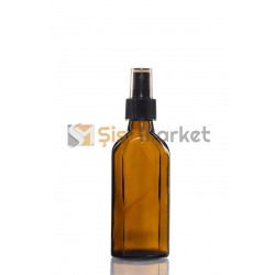 100 ML Amber Yassı Cam Şişe Siyah Spreyli