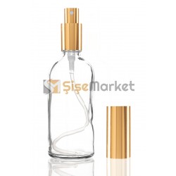 100 ML Şeffaf Cam Şişe Gold Metal Spreyli