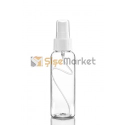 100 ML Şeffaf Pet Şişe Oval Beyaz Spreyli