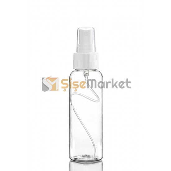 100 ML Şeffaf Pet Şişe Oval Beyaz Spreyli