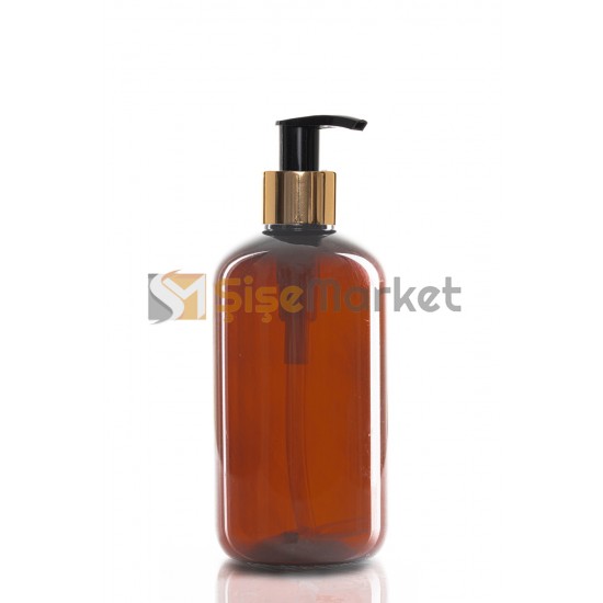 250 ML Amber Pet Şişe Golda Siyah Sıvı Sabun Pompalı