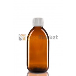 250 ML Amber Ecza Şişesi Beyaz Kilitli Kapaklı