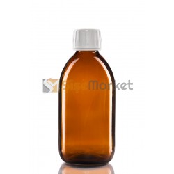 300 ML Amber Ecza Şişesi Beyaz Kilitli Kapaklı