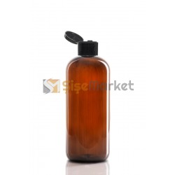 400 ML Amber Pet Şişe Siyah Fliptop Kapaklı