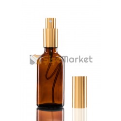 50 ML Amber Cam Şişe Gold Metal Spreyli