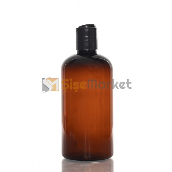 500 ML Amber Boston Pet Şişe Siyah Disctop Kapaklı