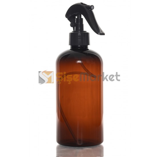 500 ML Amber Pet Şişe Siyah Mini Triggerli