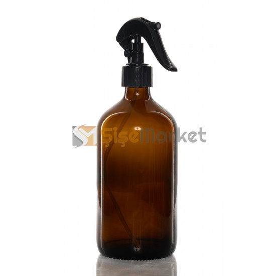 500 ML Amber Ecza Şişesi Siyah Mini Triggerli