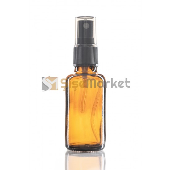 30 ML YAĞ ŞİŞESİ AMBER RENK SİYAH SPREYLİ FISFISLI 