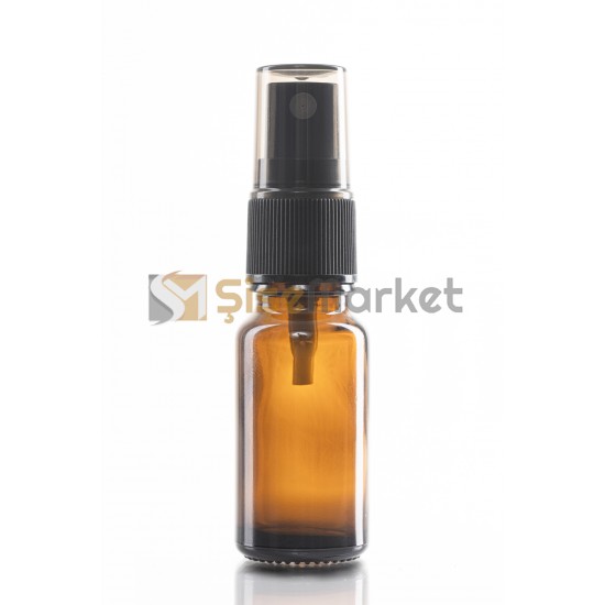 5 ML KOZMATİK ŞİŞESİ CAM ŞİŞE AMBER RENK SİYAH SPREYLİ FISFISLI 