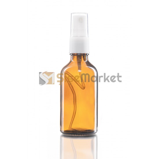 50 ML PÜSKÜRTME ŞİŞESİ CAM ŞİŞE AMBER RENK BEYAZ SPREYLİ FISFISLI