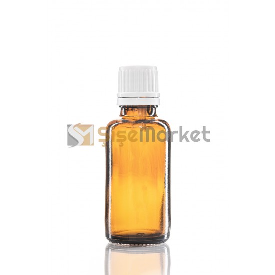 30 ML YAĞ ŞİŞESİ AMBER RENK BEYAZ İÇTEN DAMLALIKLI 