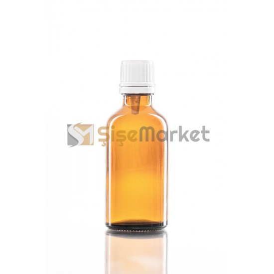 50 ML YAĞ ŞİŞESİ AMBER RENK BEYAZ İÇTEN DAMLALIKLI 